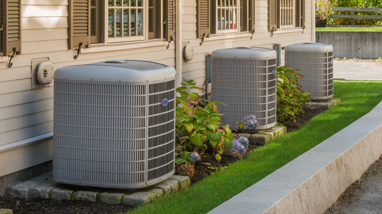 multiple hvac units outside houses